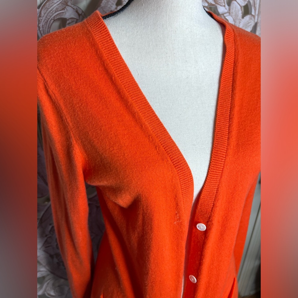 GAP Orange Cozy Wool Blend Cardigan Sweater Sz M - Picture 2 of 4